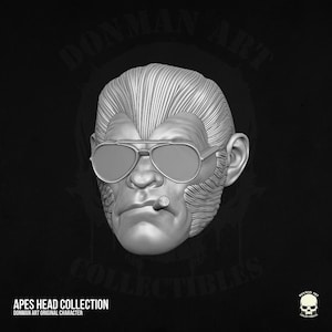 Apeman Commander -3D File Library Fully Custom Print- 3D Printed Head Sculpt (No Paint, Ships Unfinished, Custom Made to Order)
