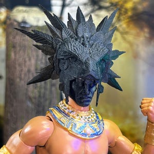 Kukulkan Aztec Serpent Warrior with War Headdress Custom 3D Printed Head Sculpt (Unfinished, Made to Order)
