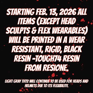 a black background with a red and white text that reads, all items including flex