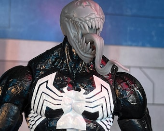 SP2 Spider Symbiote Monster XL- Tongue/Ravenous- 3D Printed Head Sculpt (Unfinished, Made to Order)