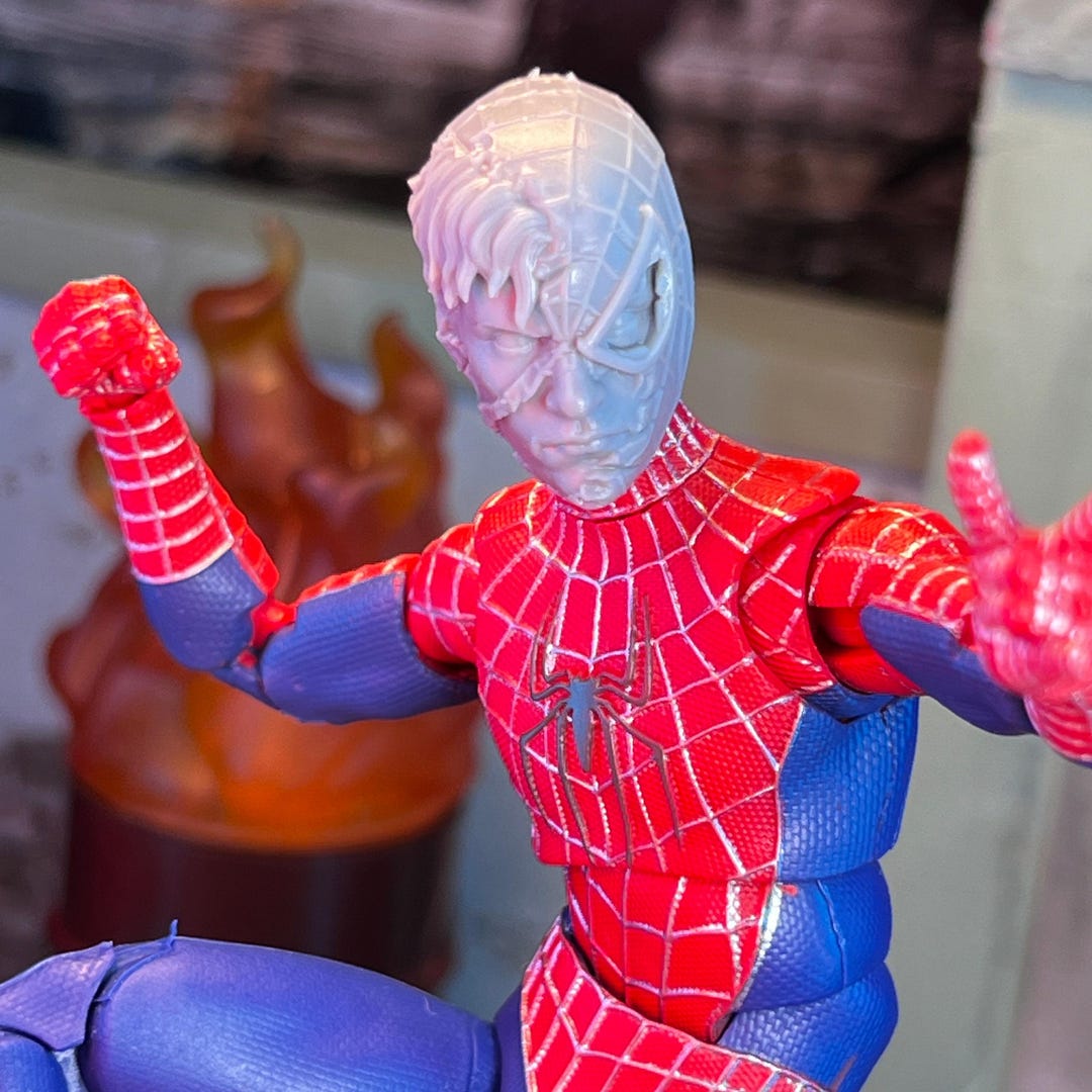 SP3 Spider Vigilante Battle Damaged 3D Printed Head Sculpt (unfinished ...