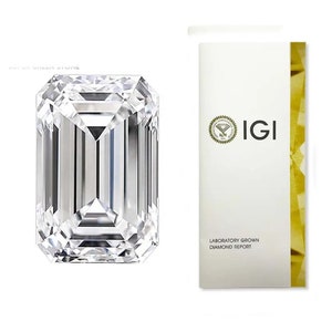 IGI Certified Lab Grown Diamond, 1 Carat Emerald Cut Lab Created Diamond For Custom Engagement Ring, IGI Certified Diamond For Wedding Ring