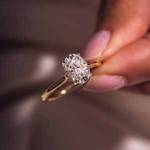 2.5 CT Oval Cut Diamond Engagement Ring, F/VS1 IGI Certified Lab Grown Diamond Ring, Hidden Halo Engagement Ring, 14K White Yellow Gold Ring