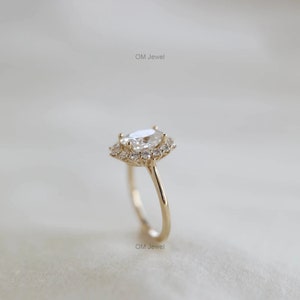 Oval Diamond Engagement Ring, 2.5 CT F/VS1 Lab Grown Diamond Wedding Ring, 14K White Gold Halo Engagement Ring, Anniversary Ring For Her
