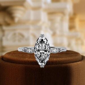 Solitaire Vintage Style Marquise Lab Grown Ring, 1Ct - 1.50Ct Marquise Solitaire 4 prong Ring, IGI Certified Diamond, E/VS1 Clarity