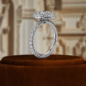 14K Solid Gold, 1.CT E/VS2 Lab Grown Oval Diamond Engagement Ring, IGI Certified Cathedral Halo Engagement Ring, Lab Oval Diamond Halo Ring
