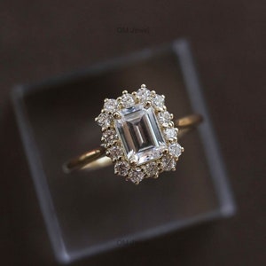 2 CT Emerald Cut Lab Grown Diamond Ring, E/VS1 Lab Created Diamond Engagement Ring, IGI Certified Diamond Wedding Ring, 14K White Gold Ring