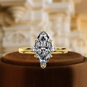 1.5 Carat Marquise Cut Lab Grown Diamond Ring, D/VS2 Marquise Lab Diamond Engagement Ring, 14K Yellow Gold Wedding Ring Gift, IGI Certified