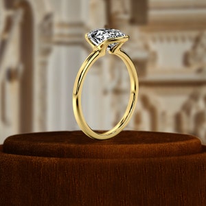 1CT Oval Lab Diamond Bezel Lab Grown Diamond Ring, IGI Certified Oval Lab Grown Diamond Ring, 14K Gold Half Bezel Set Solitaire Ring