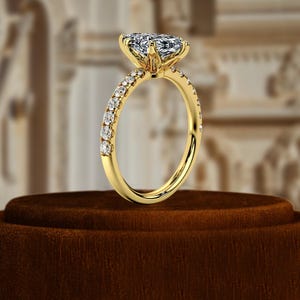 1.00 CT IGI Certified Marquise Pave Set Diamond Ring, 14k Solid Gold Lab Grown Diamond Halo Engagement Ring, Gold Wedding Propose Ring