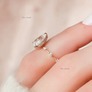 2.5 CT Lab Grown Diamond Engagement Ring, Pear Cut F/VS2 IGI Certified Lab Created Diamond Ring, 14K White Gold Hidden Halo Wedding Ring