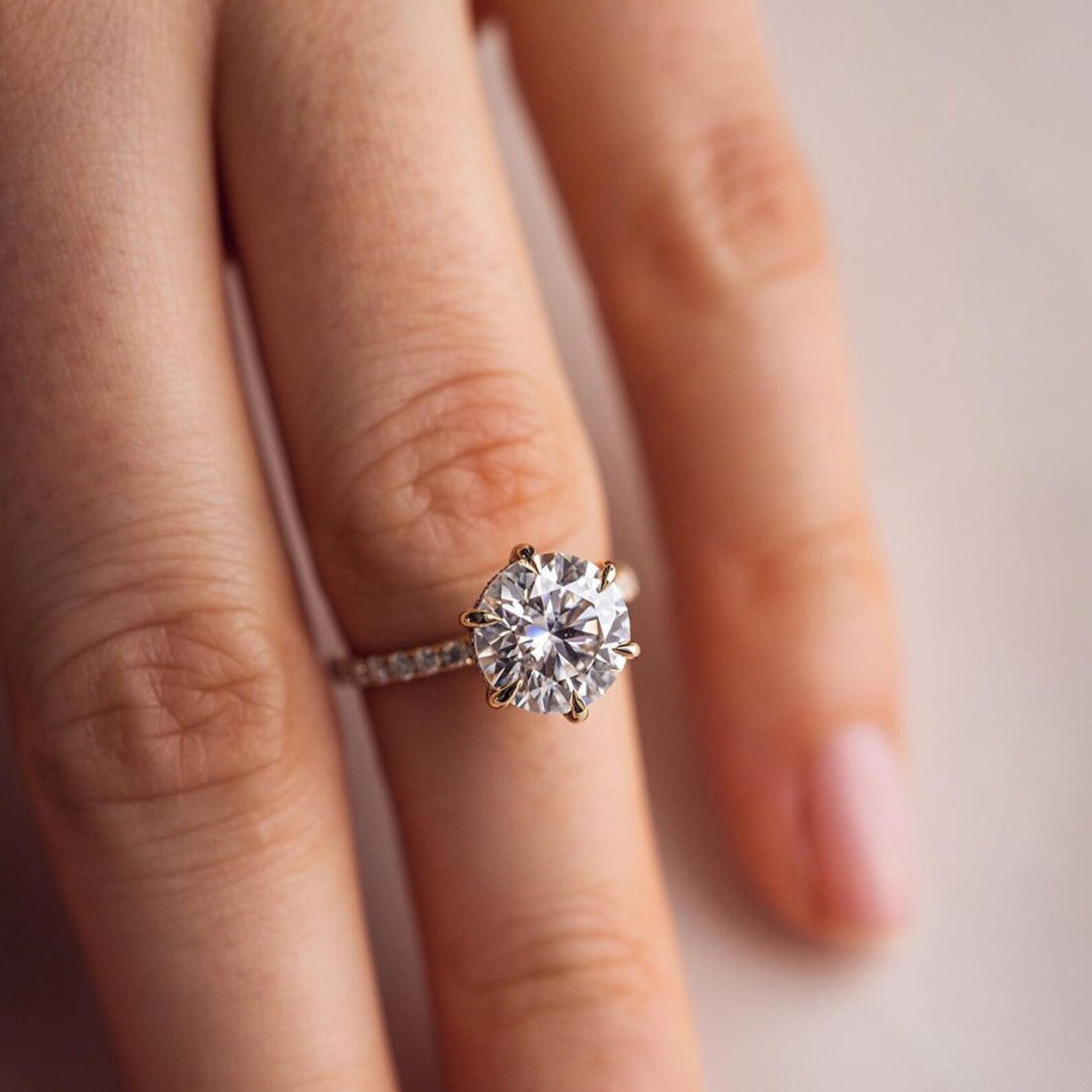 2 CT Solitaire Lab Grown Diamond Engagement Ring Round Cut Etsy