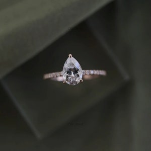 2.5 Carat IGI Certified Lab Grown Diamond Engagement Ring, E/VS2 Pear Cut Lab Created Diamond Wedding Ring, White Gold Pave Engagement Ring