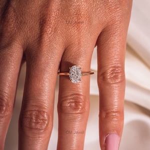 2 CT Oval Cut Lab Grown Diamond Engagement Ring for Women, E/VS2 Lab Created Diamond Hidden Halo Wedding Ring, 14K White Gold Ring For Her