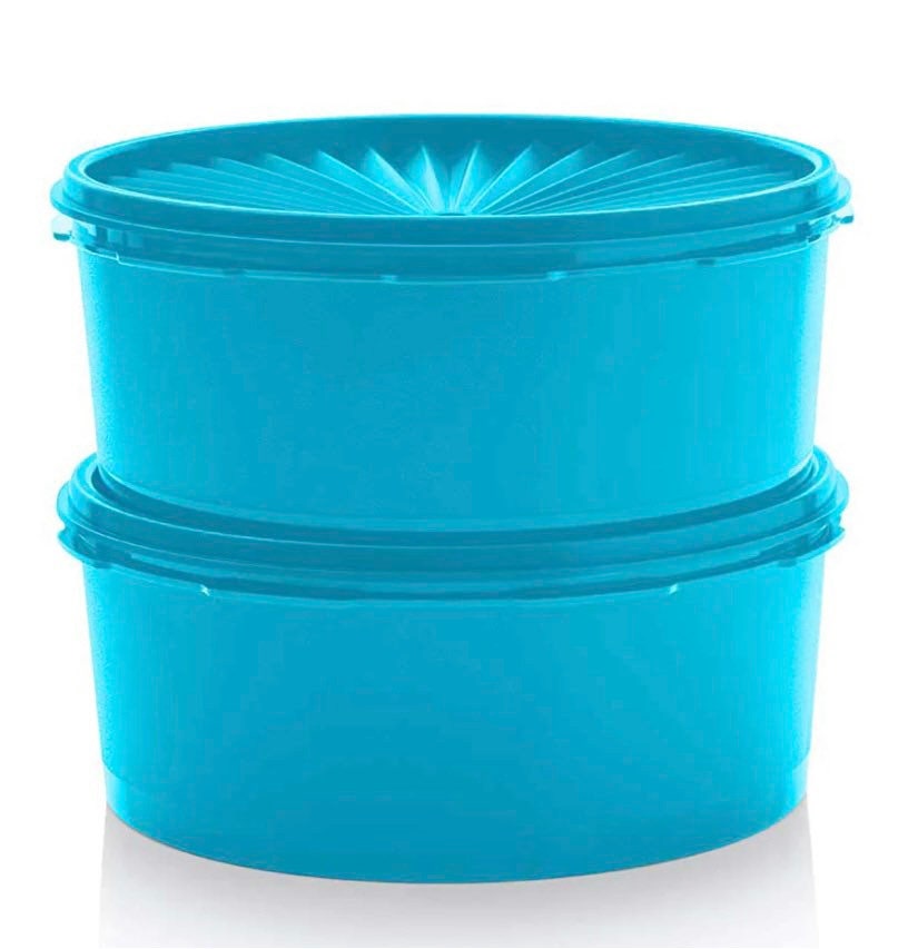 Tupperware Quartet Stackable Containers Set Of 2 Blue Lunch On the go  Storage