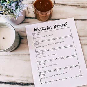 Wekelijkse maaltijdvoorbereidingsplanner voor het diner