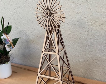 Digital Download, Miniature Windmill, Laser Cut, Glowforge, Farm, Nativity, Farming, SVG File