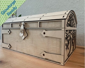 Digital Download - Laser Cut Treasure Chest, Hinged Storage Box, Pirates Booty, Tree of Life