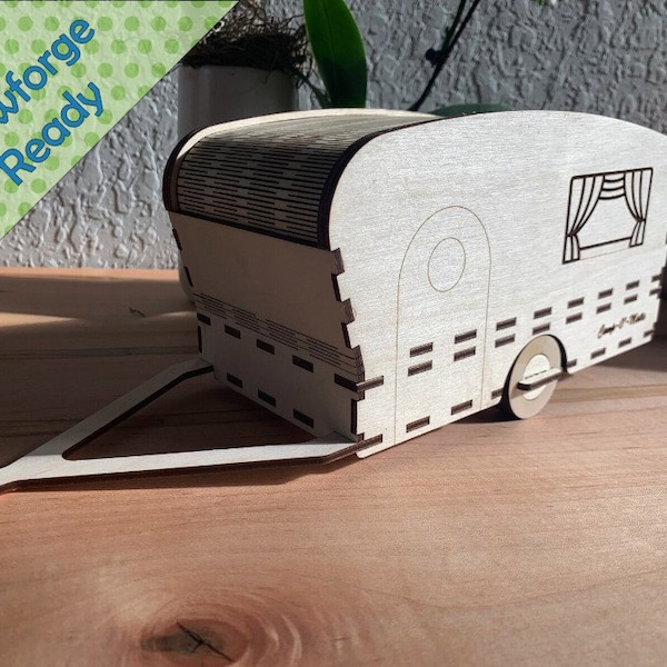 Digital Download - Mini Camper Laser Cut Glowforge Sliding Lid Box Tambour Style, Gift, Magic, Keepsake