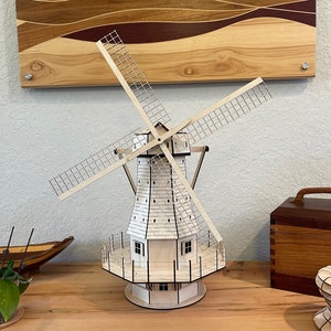 Descarga digital SVG- Laser Cut Dutch Windmill, Países Bajos, Glowforge, Laser cutter, Nativity, Model, Kit