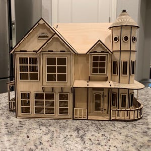 Victorian House Laser Cut Miniature Model Heritage Village Decor SVG Digital Download