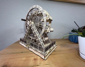 Descarga digital SVG- Noria cortada con láser, Feria, Carnaval, Glowforge, Cortadora láser, Natividad, Modelo, Kit