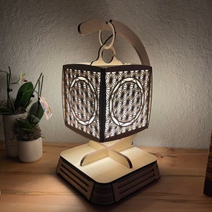 Digital Download - Laser Cut Hanging Japanese Style Lantern, Desk Lamp, Glowforge, Asian Model, Rice Paper, LED Light