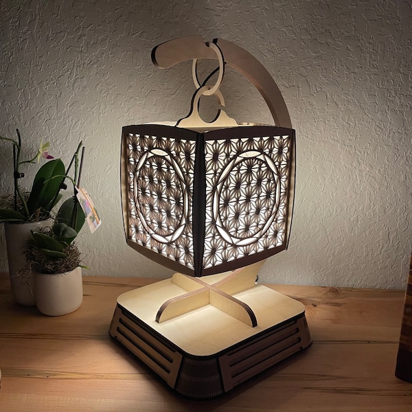 Digital Download - Laser Cut Hanging Japanese Style Lantern, Desk Lamp, Glowforge, Asian Model, Rice Paper, LED Light