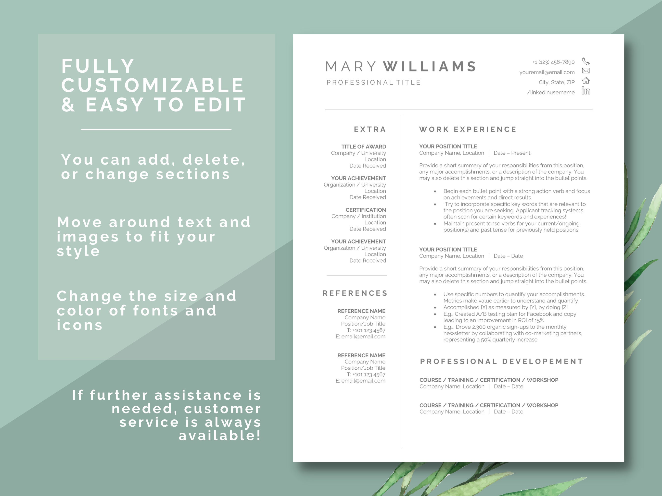 Minimal Resume Template Microsoft Word Template Professional Modern ...