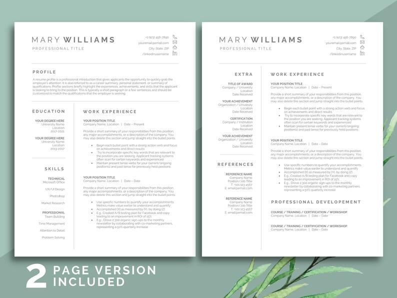Minimal Resume Template Microsoft Word Template Professional Modern ...