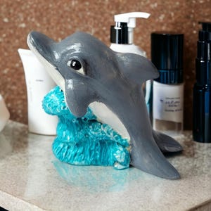 Dolphin on Wave Silicone Mold for Candle Making, Soap, Resin, Concrete – Ocean Animal Mold, Beach Decor DIY, Sea Gift for Him & Her