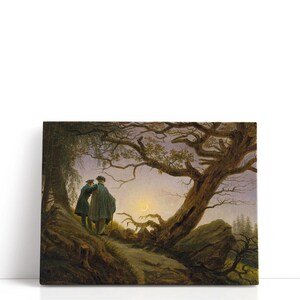 Caspar David Friedrich Artwork, Two Men Contemplating The Moon | Canvas Print Wall Art