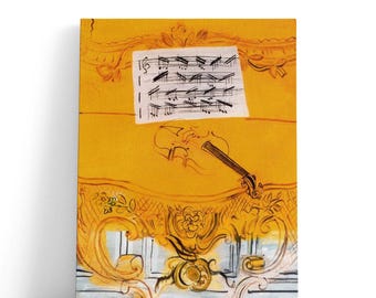 Grabados de Raoul Dufy, La consola amarilla con un violín (1949) - Impresión en lienzo para pared