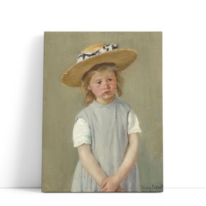 Mary Cassatt Painting – Child in a Straw Hat, 1886 | Cute Childrens Wall Art & Kids Fashion Canvas Portraits for Classic Room Décor