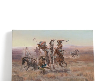 Charles Marion Russell Prints, When Blackfeet and Sioux Meet,1908 | Canvas Print Wall Art