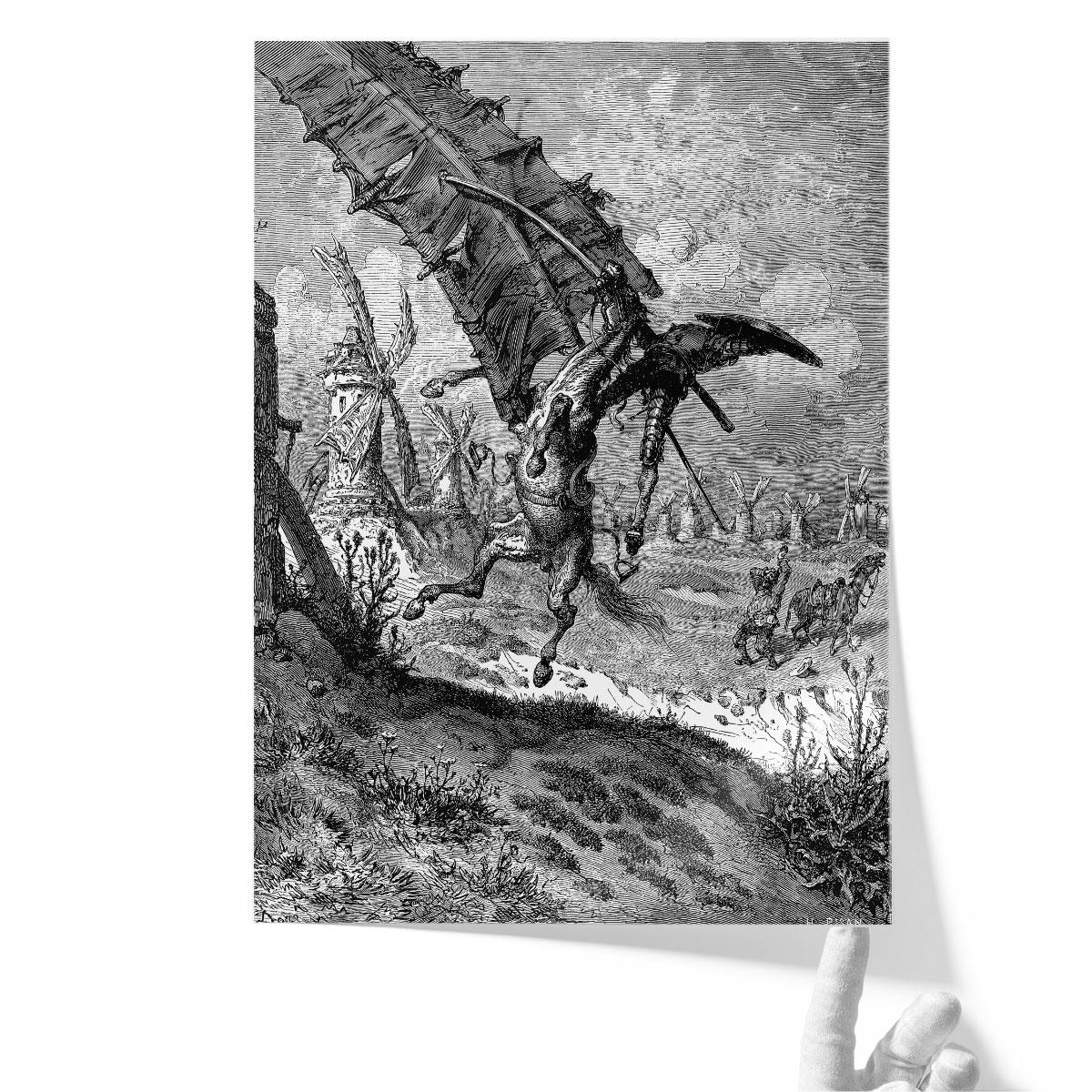 Gustave Doré Art, Adventure With the Windmills | Canvas Print Wall