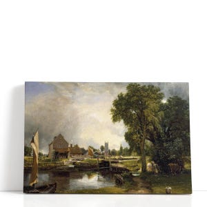 John Constable Kunst – Dedham Lock and Mill, 1820 | Malerische Natur-Leinwand & rustikale Bauernhaus-Wanddekoration im britischen Pastoral-Stil