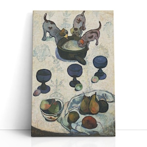 Paul Gauguin Artwork – Still Life with Three Puppies, 1888 | Extra Large Rustic Kitchen Canvas Prints, Vintage Animal Art in Cream Tones