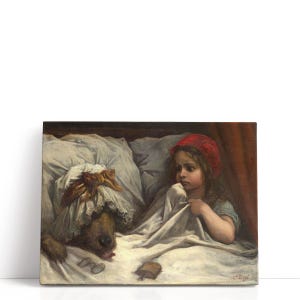 Gustave Doré Painting – Little Red Riding Hood | Childrens Wall Art & Victorian Fairy Tale Prints for Nursery or Classic Interior Decor