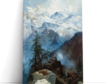 Grabados de Thomas Moran – Cumbre de las Sierras / Impresión en lienzo para pared