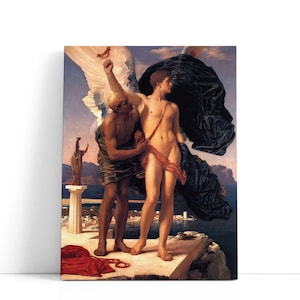 Frederic Leighton Artwork – Daedalus And Icarus | Classic Greek Mythology Art Print & Dramatic Male Figure Painting For Historic Wall Décor