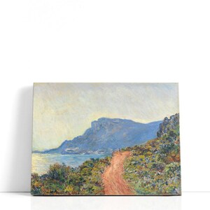 Dipinto di Claude Monet – La Corniche vicino a Monaco, 1884 / Stampe su tela di montagna, stampe artistiche di paesaggi extra large per l'eleganza costiera