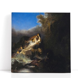 Dipinto di Rembrandt van Rijn – Il ratto di Proserpina, 1631 / Arte murale mitologica e stampe su tela epiche e drammatiche in chiaroscuro marrone