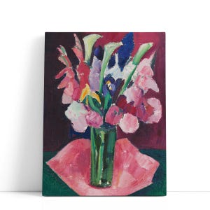 Marsden Hartley Painting – Flowers in a Vase | Pink Floral Abstract Art & Still Life Prints in Modernist Style for Elegant Interiors