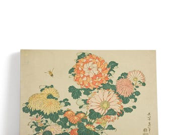 Katsushika Hokusai Painting, Bee and Chrysanthemums | Canvas Print Wall Art