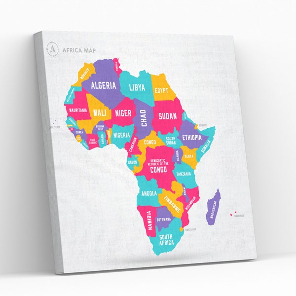 Canvas Map of Africa Etsy
