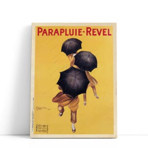 Leonetto Cappiello Art – Parapluie Revel | Art Deco Rain Poster, Extra Large Minimalist Umbrella Graphic Decor in Mustard Yellow Tones