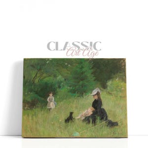 Berthe Morisot Art – Dans le Parc, 1874 / Stampe da giardino verde, Decorazione murale per famiglie serene per interni vittoriani e Art Nouveau Arte premium