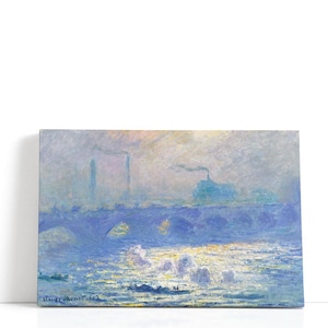 Schilderij van Claude Monet – Waterloobrug, 1903 | Abstracte Waterloo Bridge impressionistische kunst en kunstafdrukken op de rivier de Theems voor tijdloze elegantie