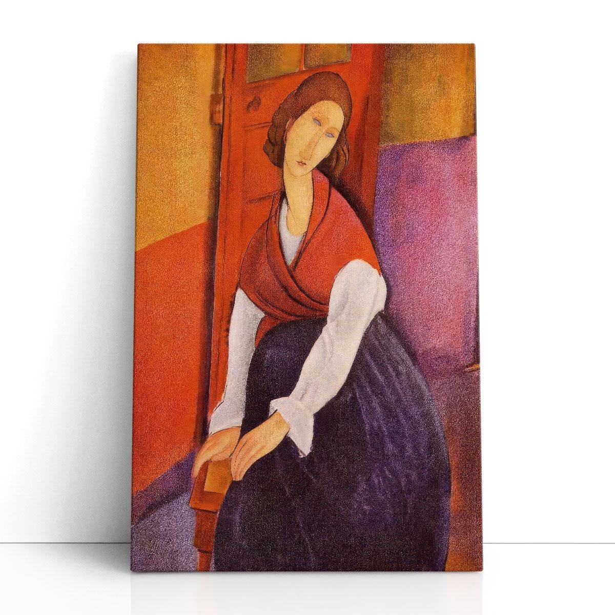 Amedeo Modigliani Art, Jeanne Hebuterne in Red Shawl | Canvas